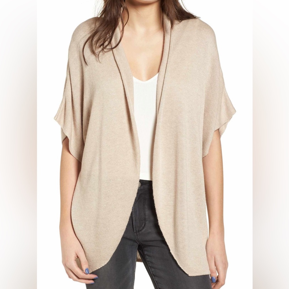 Nordstrom Leith Tan Open Front Dolman Sleeve Knit Cardigan Medium